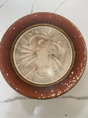 VTG DENMARK Studio Pottery Decorative Bowl Sgraffito Rustic Spackled Design D-7”